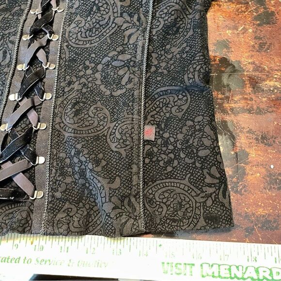 Tripp NYC Vintage Corset Bustier Velvet Damask Lace-Up Goth Victorian X - Picture 9 of 9